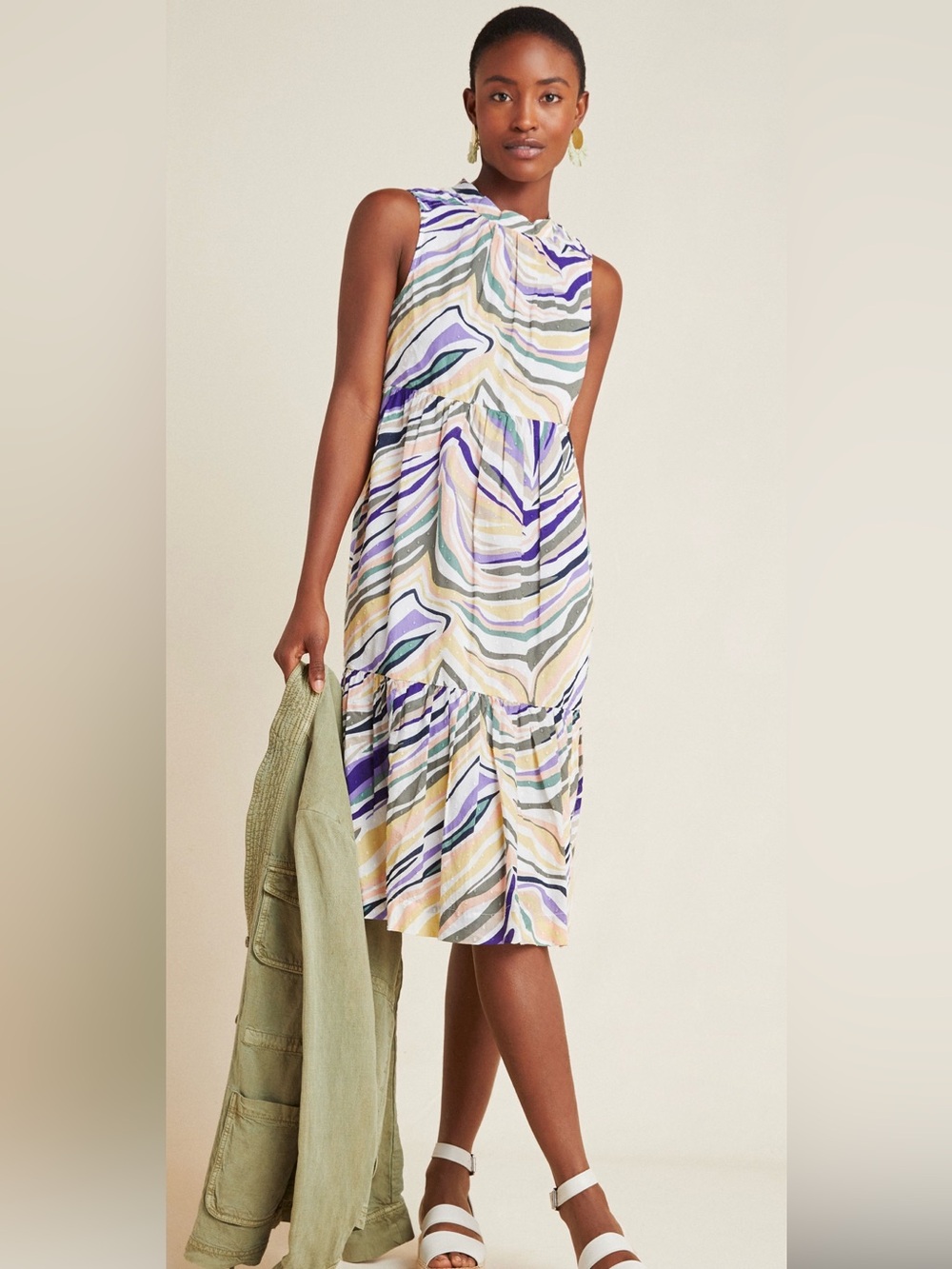 Anthropologie Sleeveless Multicolor Print Dress